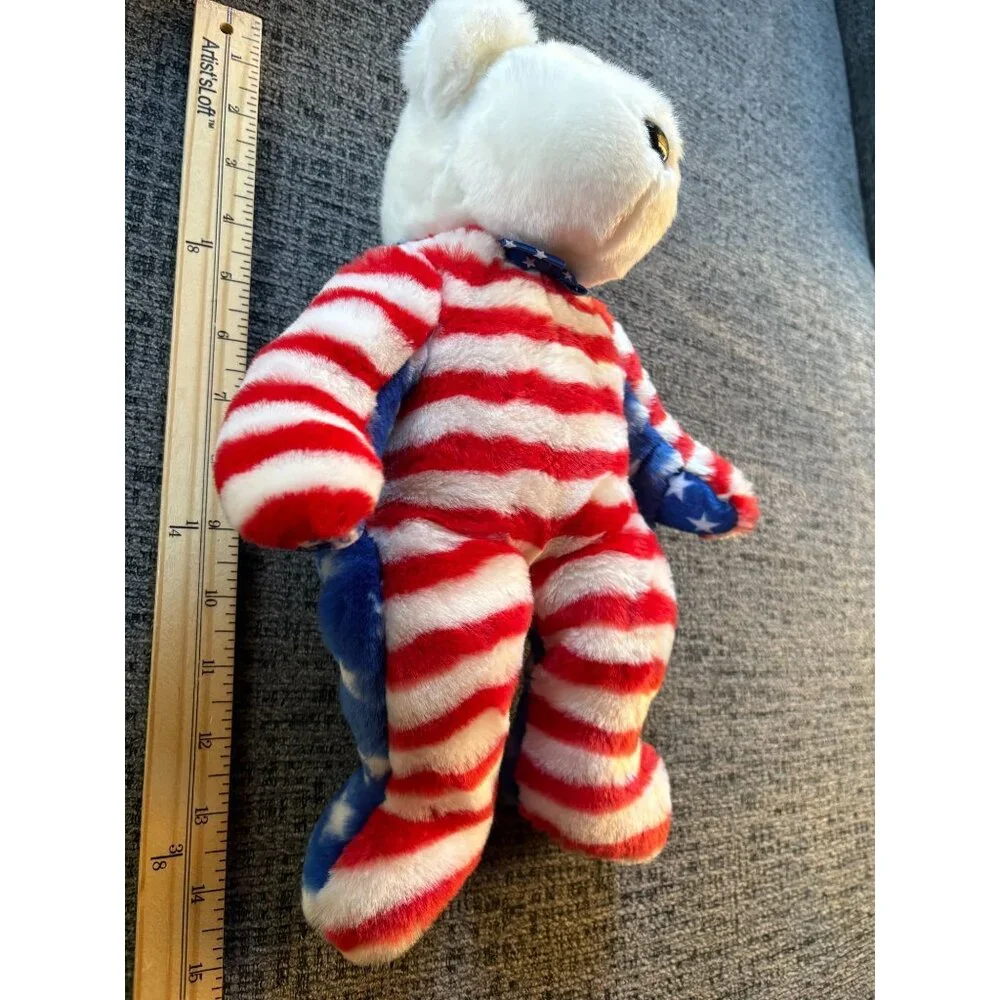 Ty Beanie Buddies Collection 2002 Patriotic Bear Plush Red White & Blue Stars St